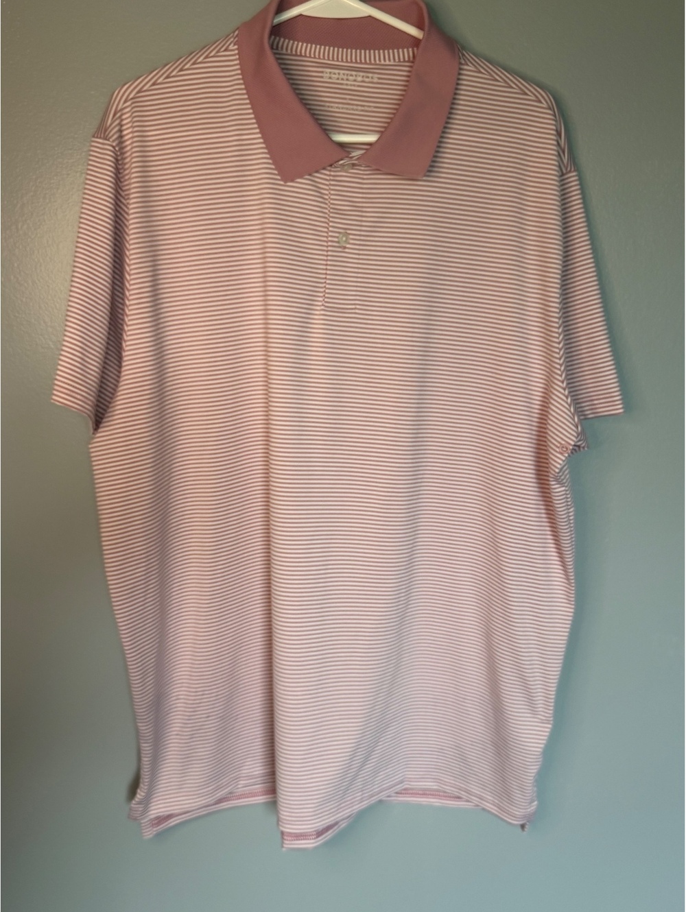 Bonobos Golf Men's Standard Fit Polo Shirt Size L Pink Striped